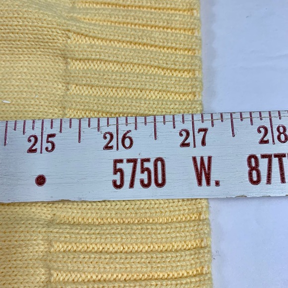Orvis Vtg ButterYellow Sweater V-Neck Vest Men's L Golf Pullover 77TY Preppycore - Picture 5 of 8
